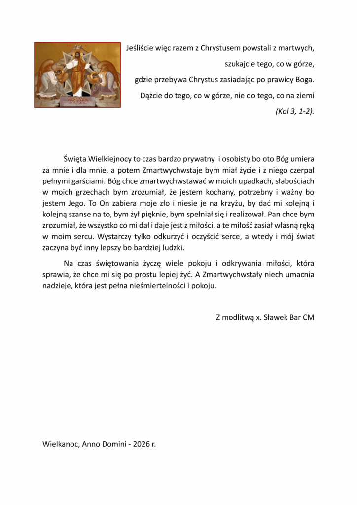 jeśliście więc razem z chrystusem powstali z martwych 1